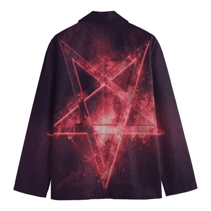 Fiery Reversed Pentagram Print Men's Blazer