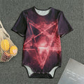 Fiery Reversed Pentagram Print Men's Bodysuit