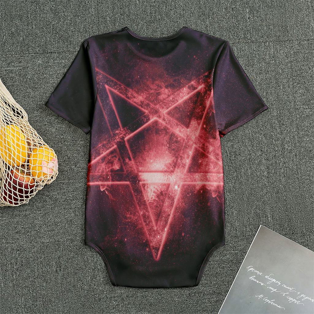 Fiery Reversed Pentagram Print Men's Bodysuit