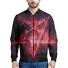 Fiery Reversed Pentagram Print Men's Bomber Jacket