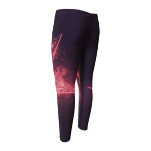 Fiery Reversed Pentagram Print Men's Compression Pants