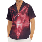 Fiery Reversed Pentagram Print Men's Deep V-Neck Shirt