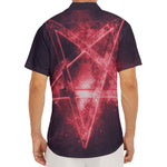 Fiery Reversed Pentagram Print Men's Deep V-Neck Shirt