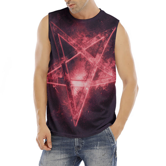 Fiery Reversed Pentagram Print Men's Fitness Tank Top