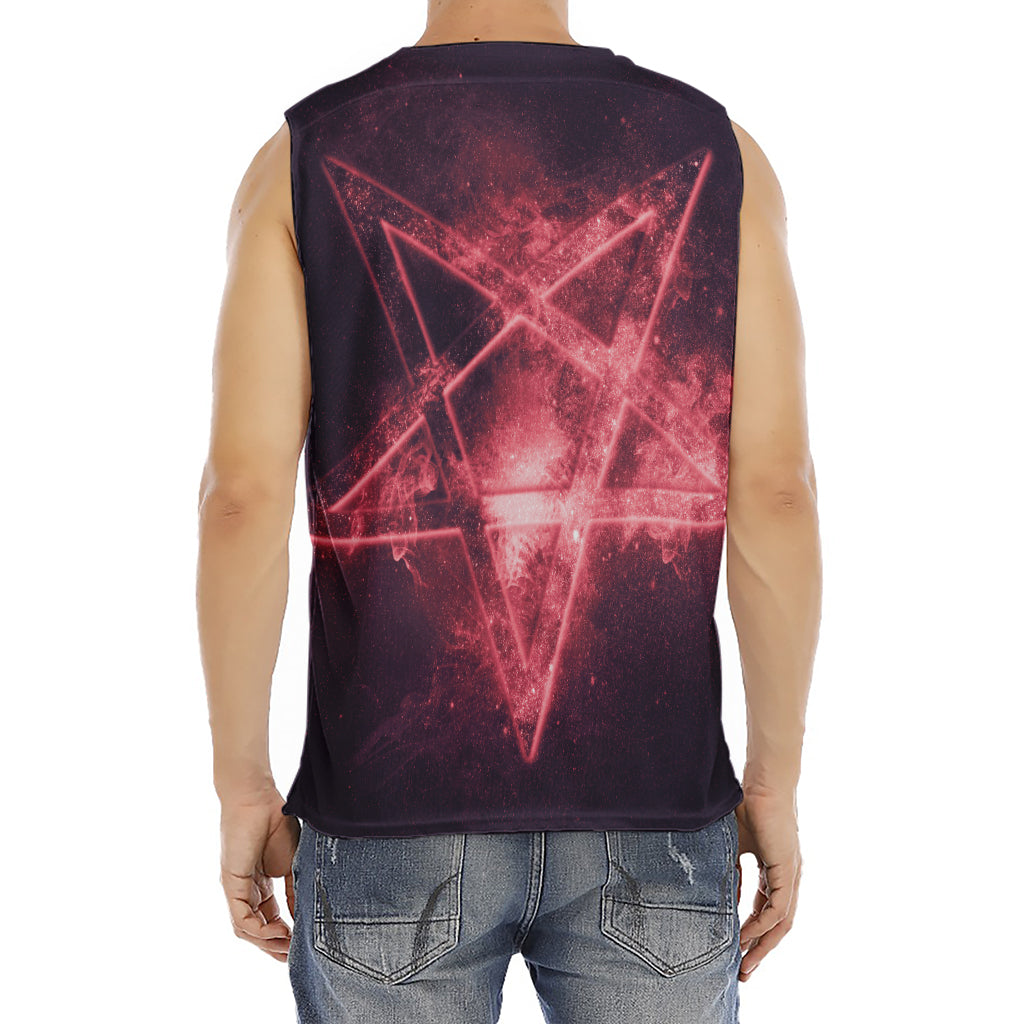 Fiery Reversed Pentagram Print Men's Fitness Tank Top