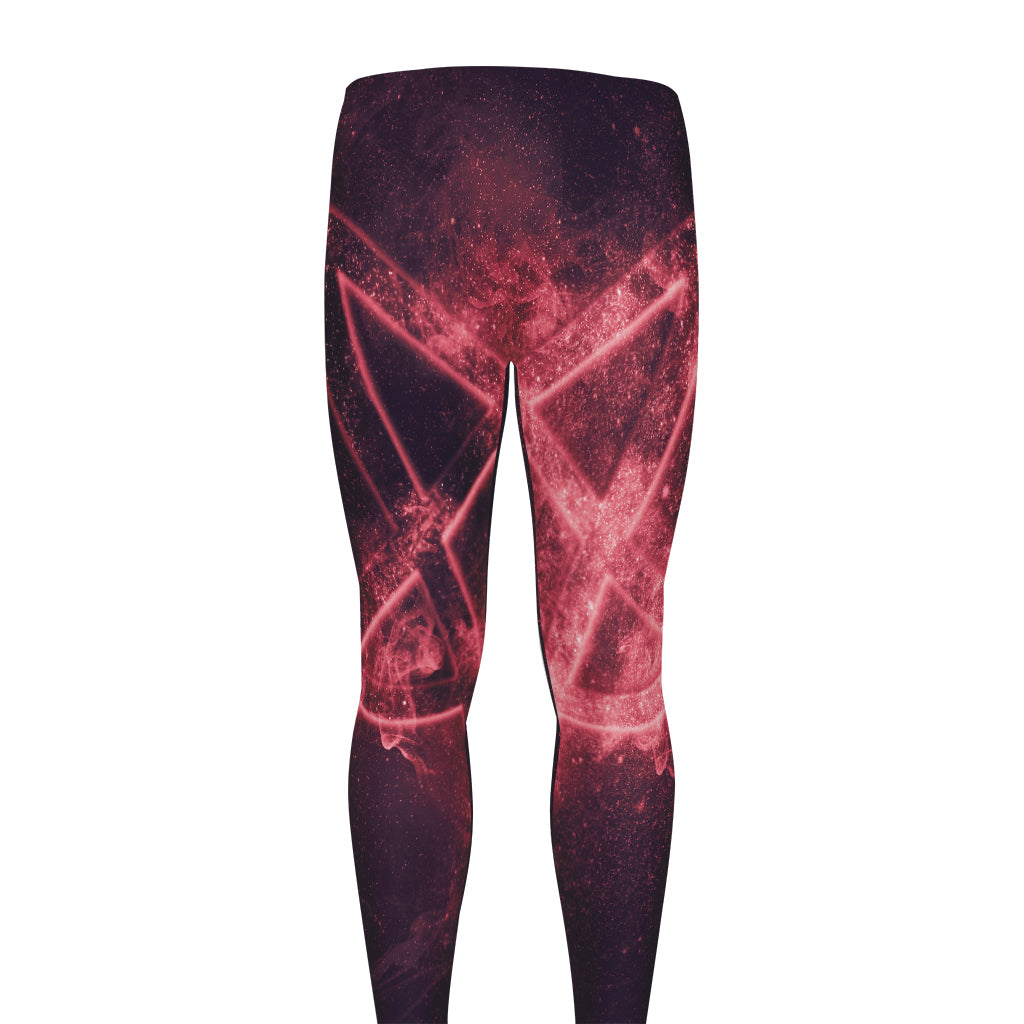 Fiery Reversed Pentagram Print Men's leggings