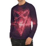 Fiery Reversed Pentagram Print Men's Long Sleeve Rash Guard