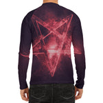 Fiery Reversed Pentagram Print Men's Long Sleeve Rash Guard