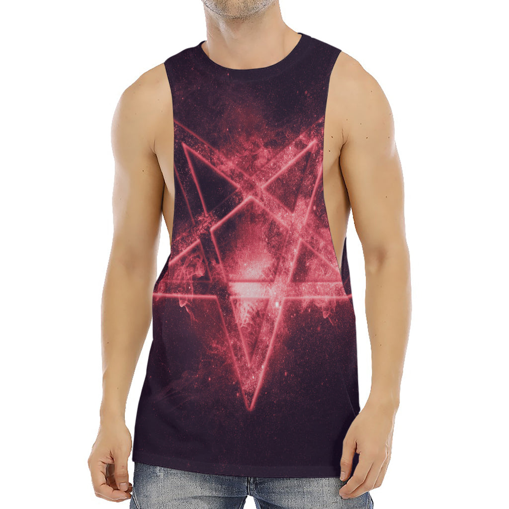 Fiery Reversed Pentagram Print Men's Muscle Tank Top