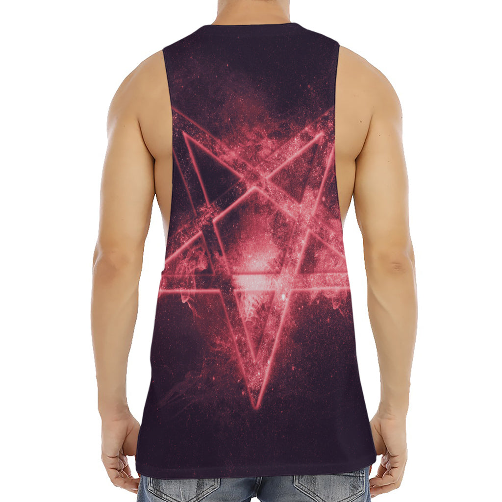 Fiery Reversed Pentagram Print Men's Muscle Tank Top