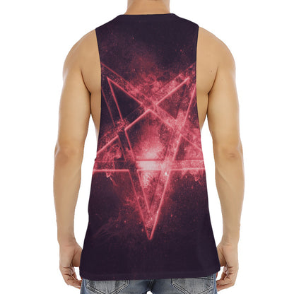 Fiery Reversed Pentagram Print Men's Muscle Tank Top