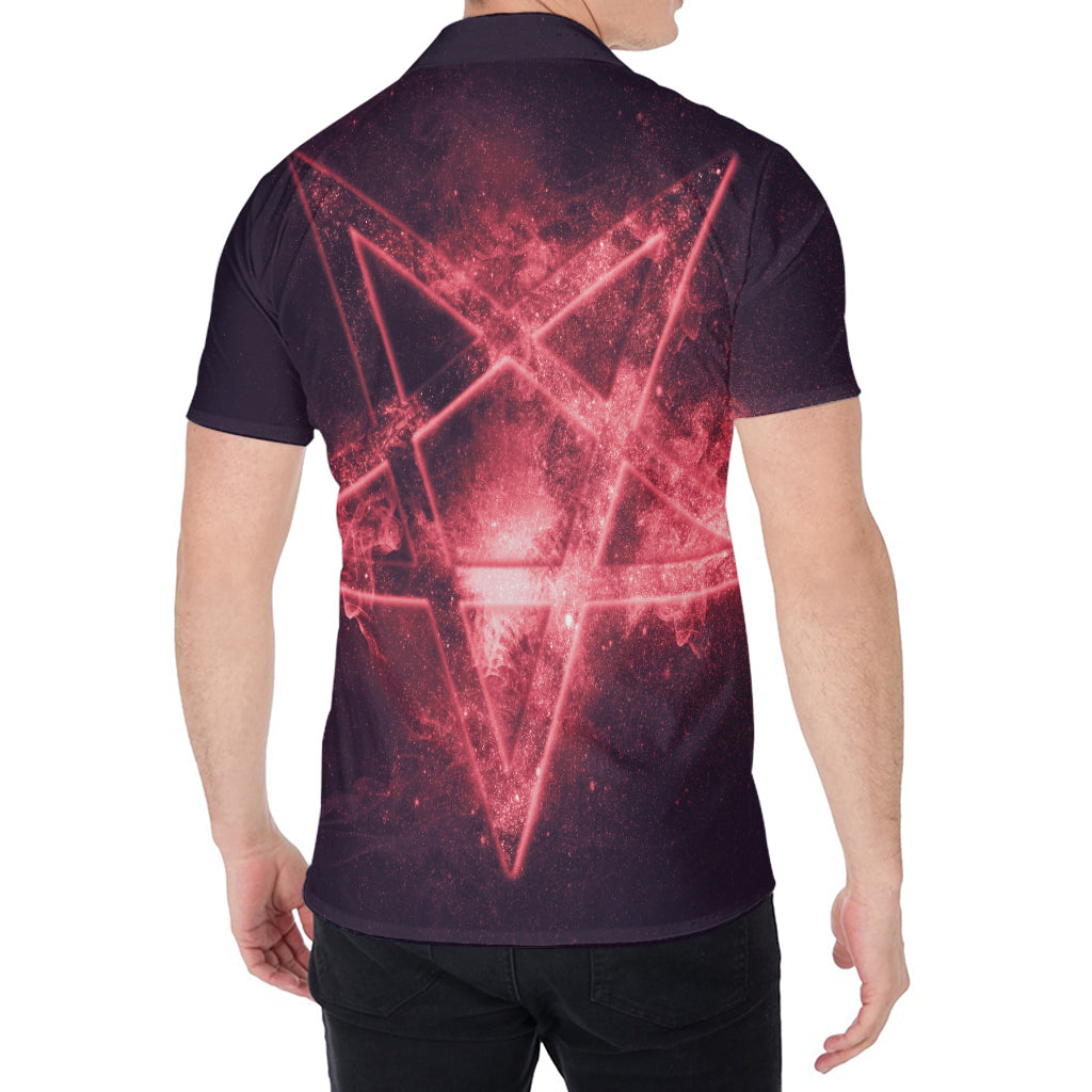 Fiery Reversed Pentagram Print Men's Shirt