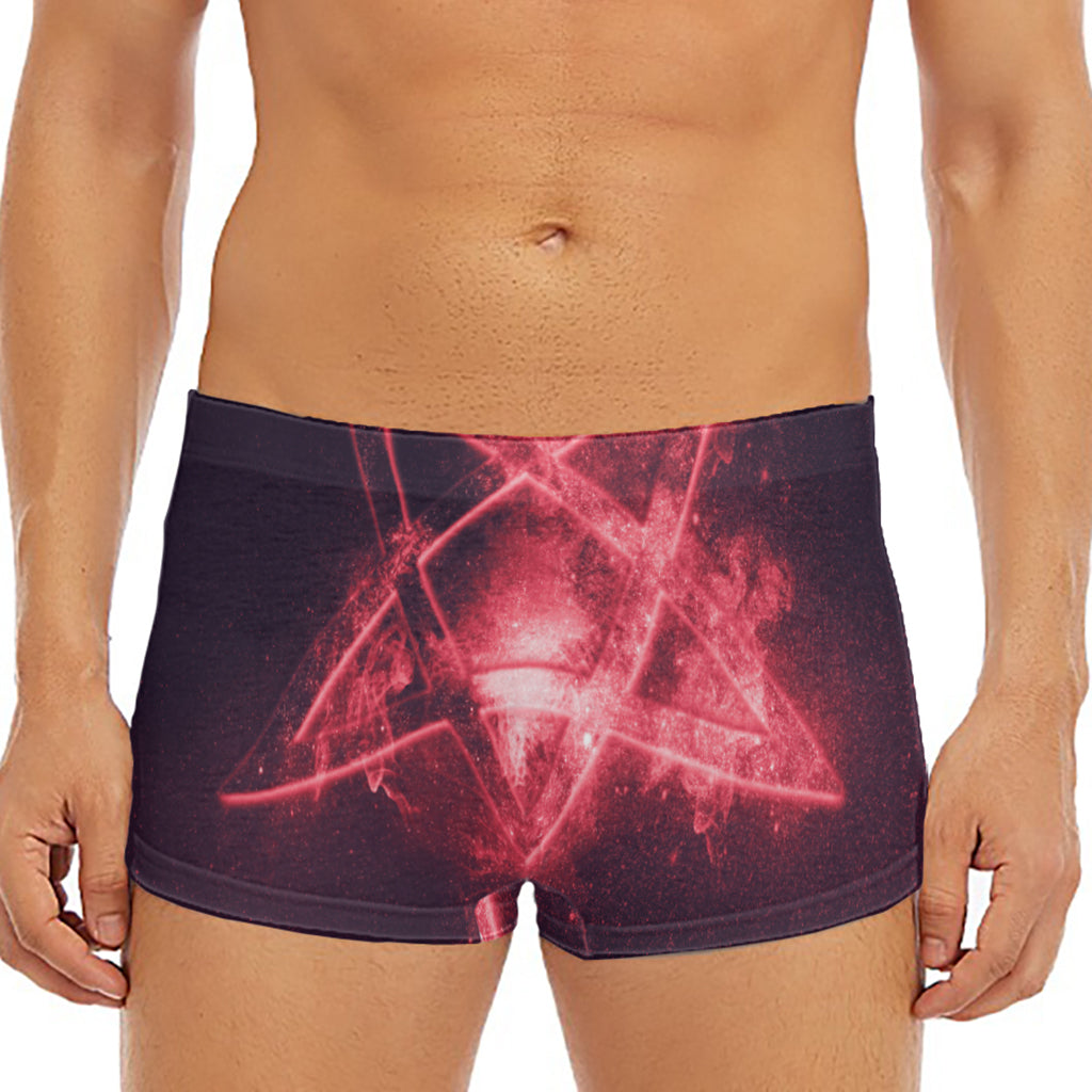 Fiery Reversed Pentagram Print Men's Short Boxer Briefs