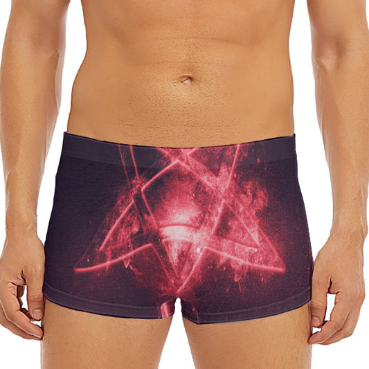 Fiery Reversed Pentagram Print Men's Short Boxer Briefs