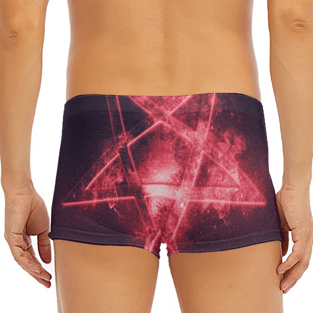 Fiery Reversed Pentagram Print Men's Short Boxer Briefs