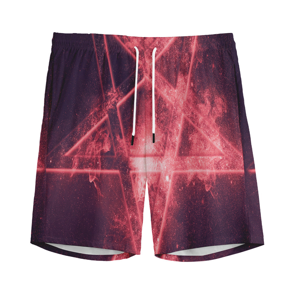 Fiery Reversed Pentagram Print Men's Sports Shorts