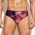 Fiery Reversed Pentagram Print Men's Swim Briefs