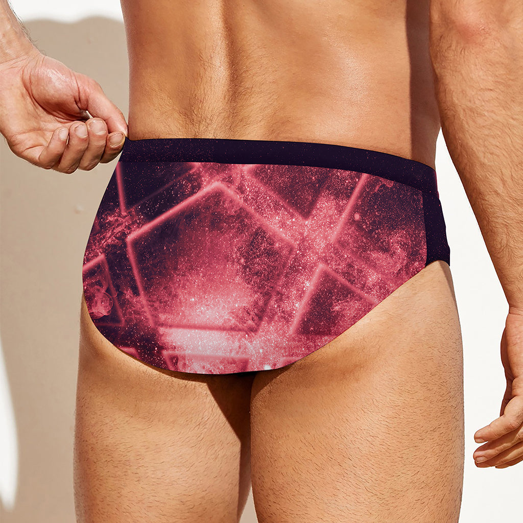Fiery Reversed Pentagram Print Men's Swim Briefs