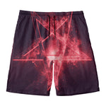 Fiery Reversed Pentagram Print Men's Swim Trunks