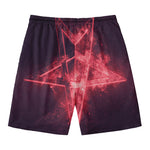 Fiery Reversed Pentagram Print Men's Swim Trunks