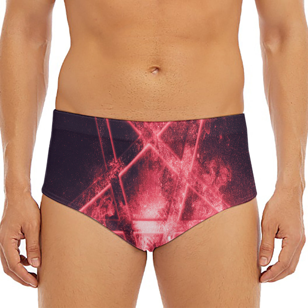 Fiery Reversed Pentagram Print Men's Triangle Swim Briefs