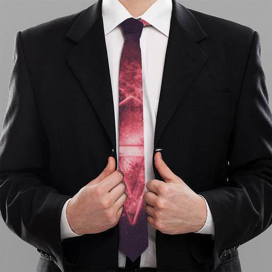 Fiery Reversed Pentagram Print Necktie