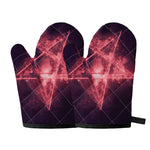 Fiery Reversed Pentagram Print Oven Mitts