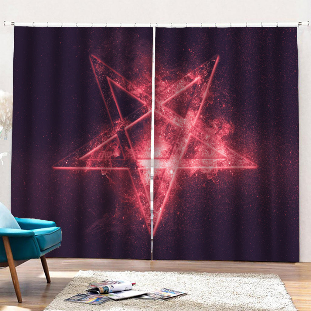 Fiery Reversed Pentagram Print Pencil Pleat Curtains