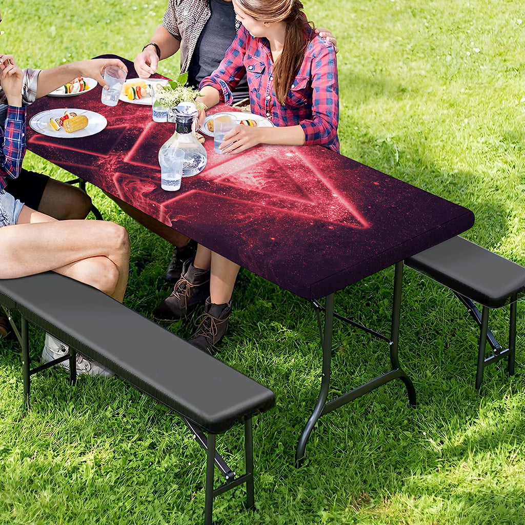 Fiery Reversed Pentagram Print Picnic Table Cover