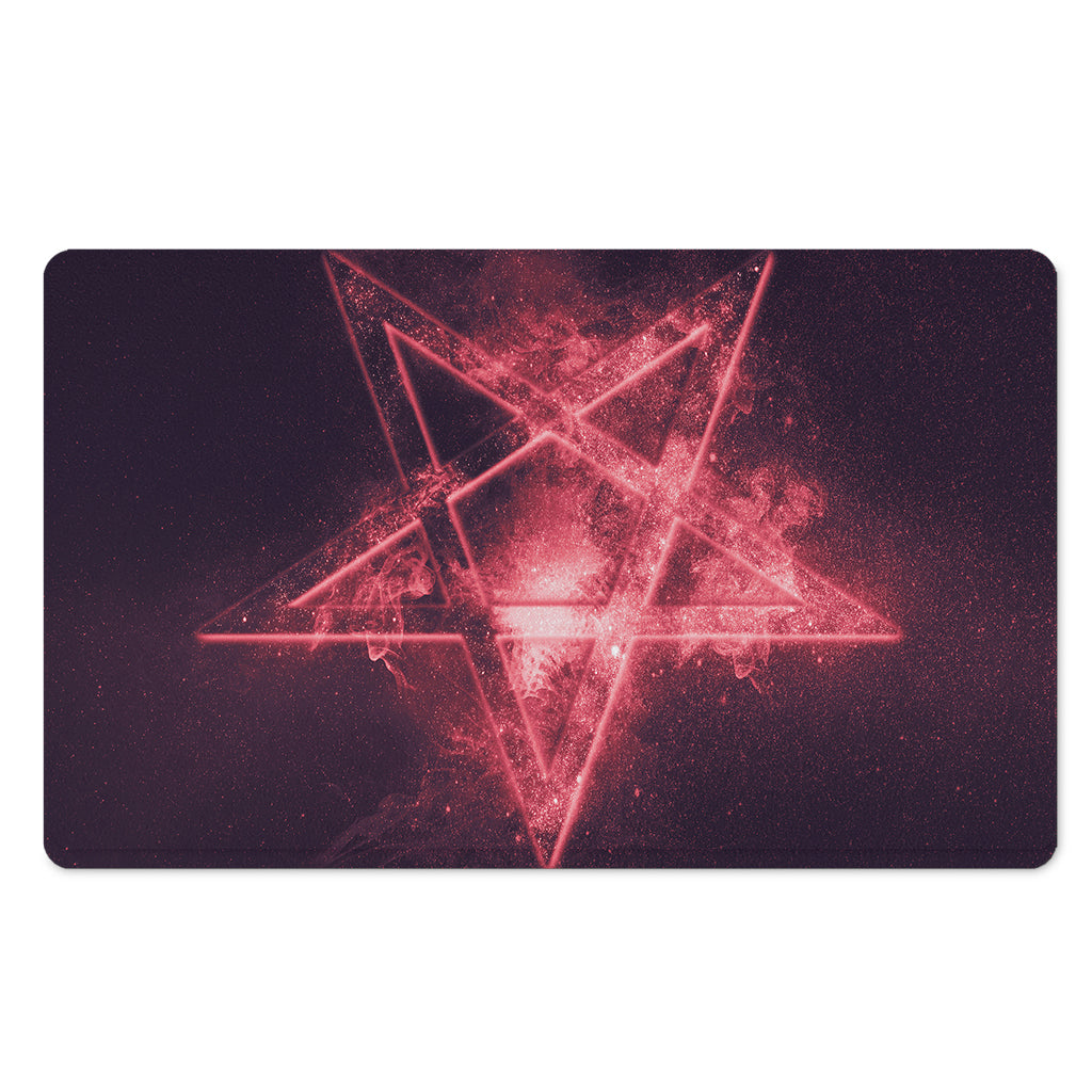 Fiery Reversed Pentagram Print Polyester Doormat