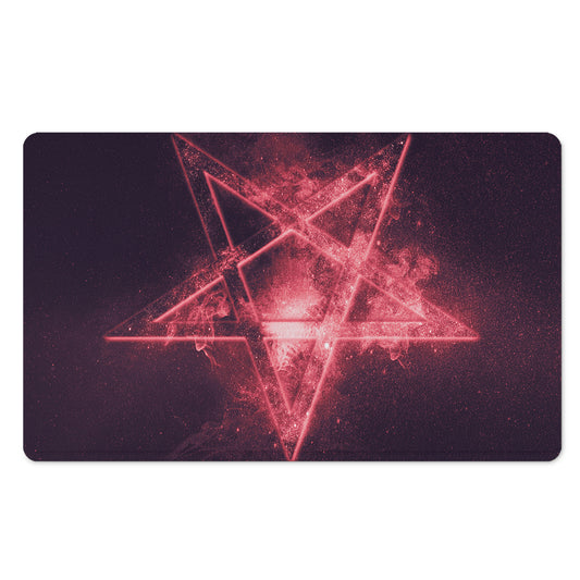 Fiery Reversed Pentagram Print Polyester Doormat
