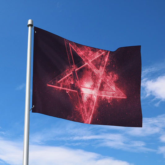Fiery Reversed Pentagram Print Polyester Flag