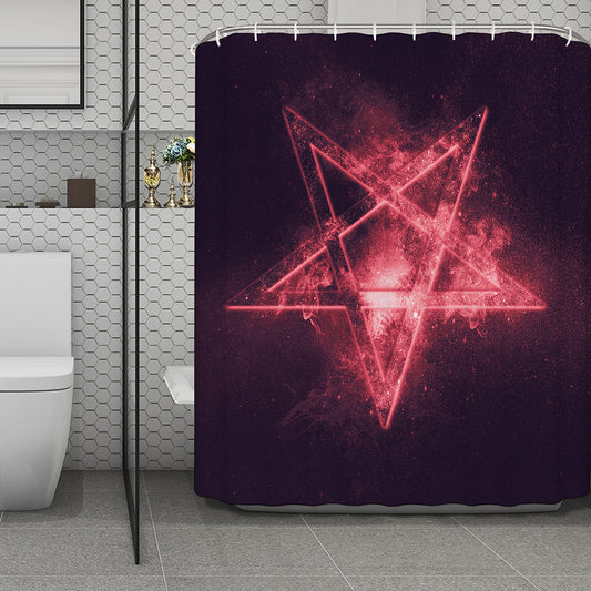 Fiery Reversed Pentagram Print Polyester Shower Curtain