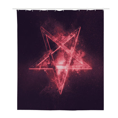 Fiery Reversed Pentagram Print Polyester Shower Curtain