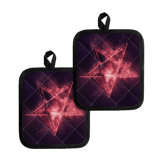 Fiery Reversed Pentagram Print Pot Holders