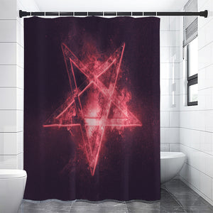 Fiery Reversed Pentagram Print Premium Shower Curtain