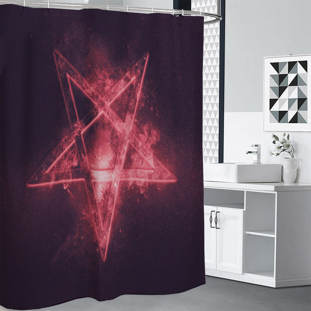 Fiery Reversed Pentagram Print Premium Shower Curtain