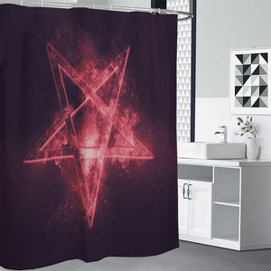 Fiery Reversed Pentagram Print Premium Shower Curtain