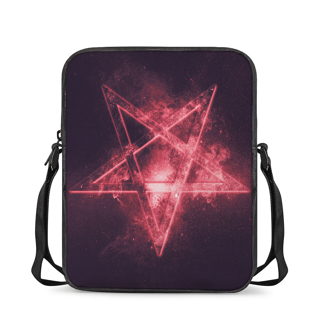 Fiery Reversed Pentagram Print Rectangular Crossbody Bag