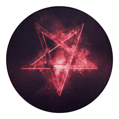 Fiery Reversed Pentagram Print Round Blanket