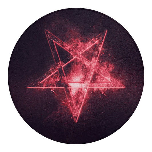 Fiery Reversed Pentagram Print Round Blanket