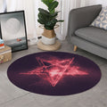 Fiery Reversed Pentagram Print Round Rug