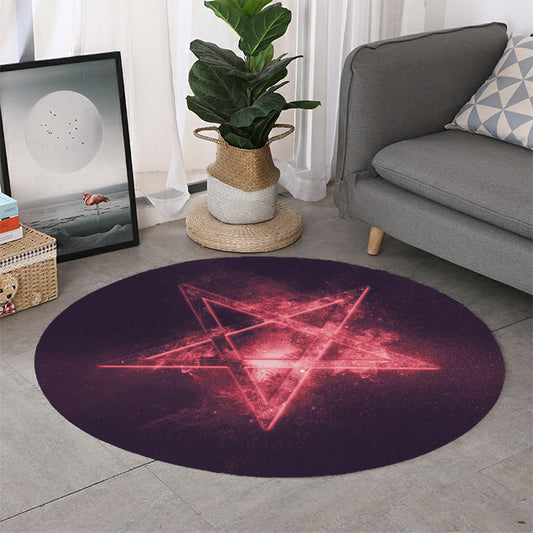 Fiery Reversed Pentagram Print Round Rug