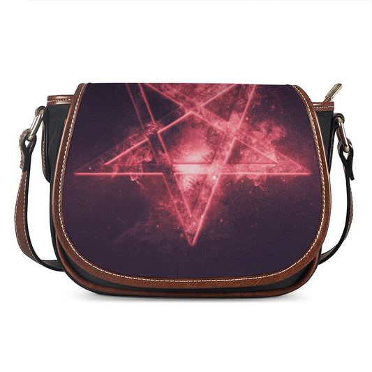 Fiery Reversed Pentagram Print Saddle Bag