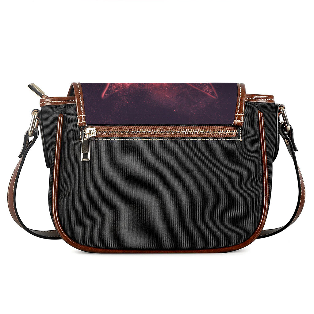 Fiery Reversed Pentagram Print Saddle Bag