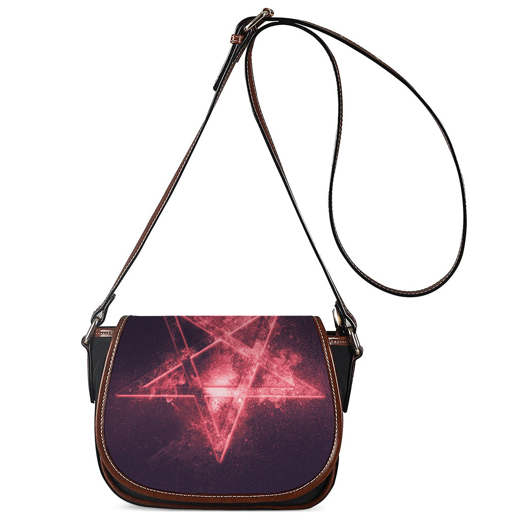 Fiery Reversed Pentagram Print Saddle Bag