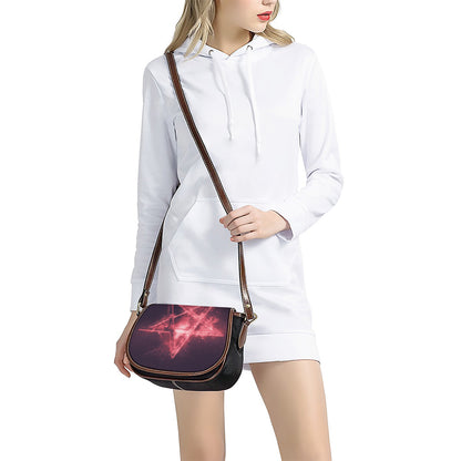 Fiery Reversed Pentagram Print Saddle Bag