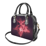 Fiery Reversed Pentagram Print Shoulder Handbag