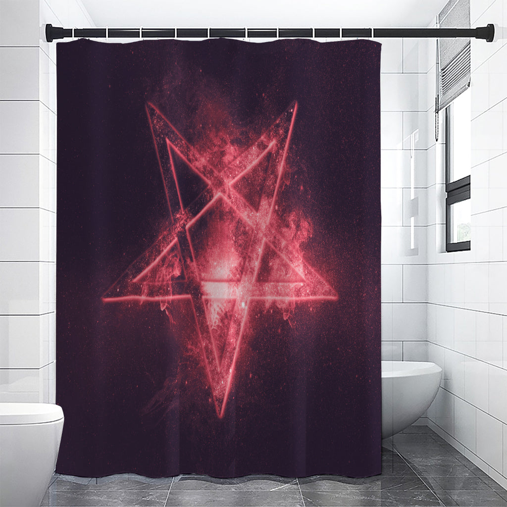 Fiery Reversed Pentagram Print Shower Curtain