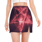 Fiery Reversed Pentagram Print Side Slit Mini Skirt